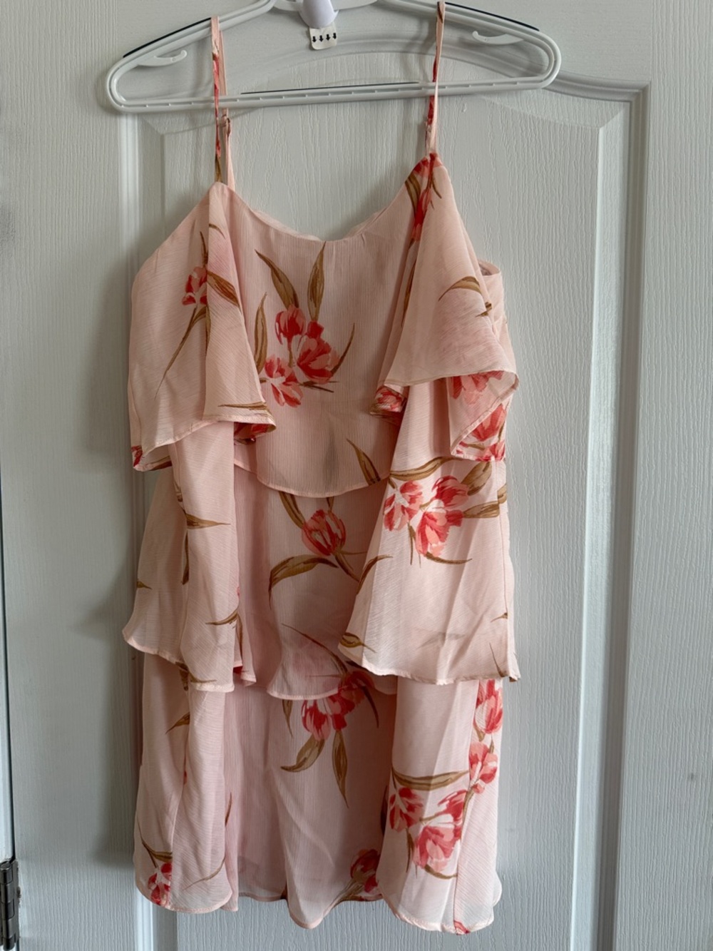 a new day Pink Floral Ruffle Tiered Sundress